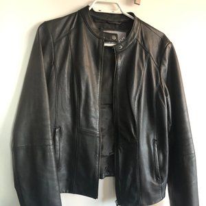 Women's Black Leather Jacket, L